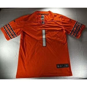 Nike NFL On Field Justin Fields #1 Chicago Bears Away Jersey Men's Medium Orange